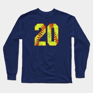 Fastpitch Softball Number 20 #20 Softball Shirt Jersey Uniform Favorite Player Biggest Fan Long Sleeve T-Shirt